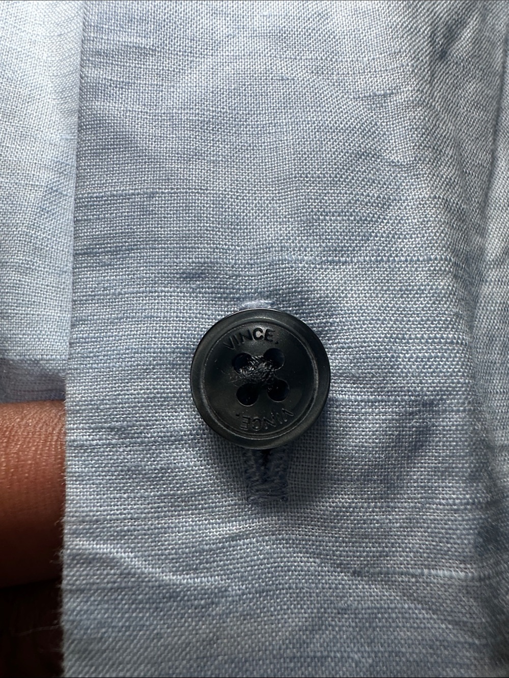 Vince Light Blue Linen Blend Short Sleeve Button Up Shirt Men’s XXL Resort - Picture 10 of 14